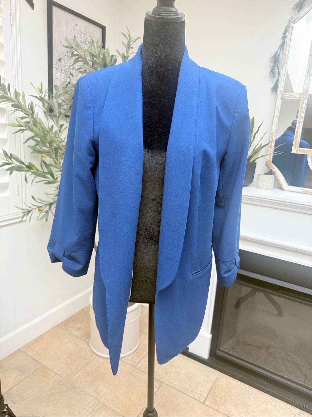 DKNY Royal Blue Open-Front Blazer
